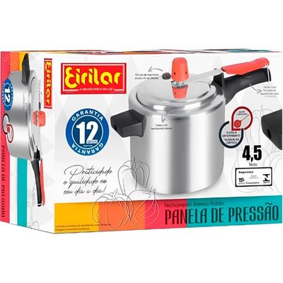 Panela De Pressão 4,5l Eirilar Polida Cor Prateado