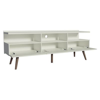 Rack para TV até 65" Madri com Pés de Madeira Branco Madesa