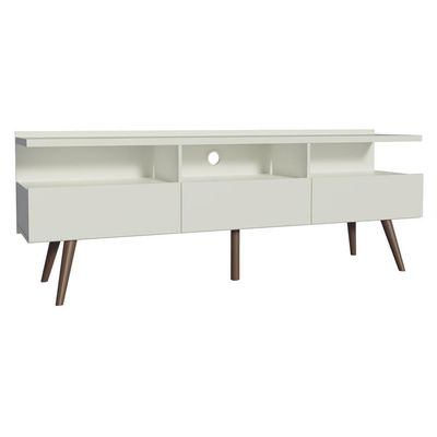 Rack para TV até 65" Madri com Pés de Madeira Branco Madesa