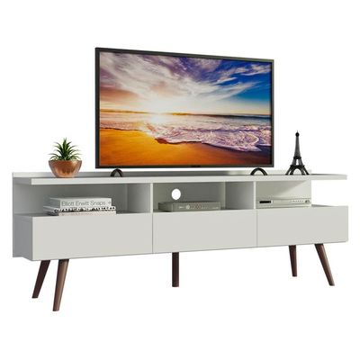 Rack para TV até 65" Madri com Pés de Madeira Branco Madesa