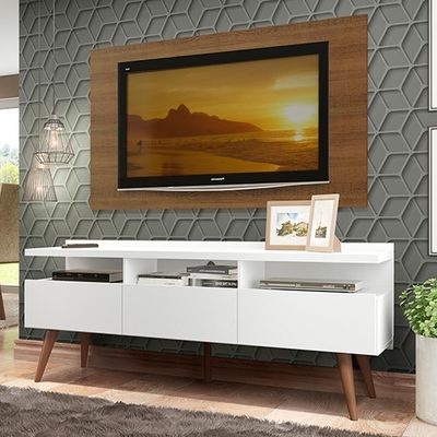 Rack e Painel para TV até 55" Londres Branco/rustic Madesa