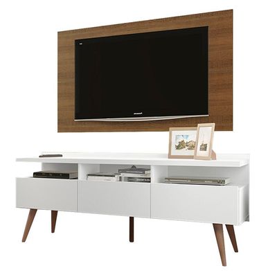 Rack e Painel para TV até 55" Londres Branco/rustic Madesa