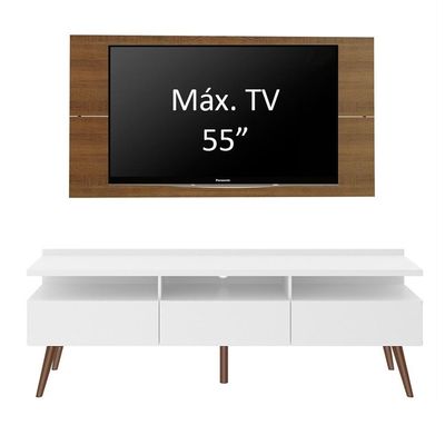 Rack e Painel para TV até 55" Londres Branco/rustic Madesa