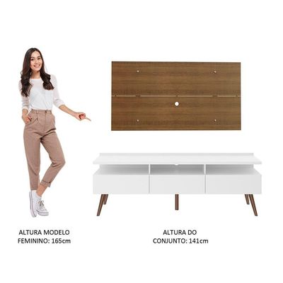 Rack e Painel para TV até 55" Londres Branco/rustic Madesa