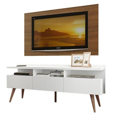 Rack e Painel para TV até 55" Londres Branco/rustic Madesa
