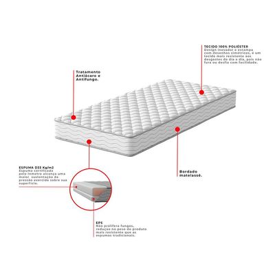 Cama Box com Colchão Casal Howie Espuma D33 (17x138x188) Branco e Cinza