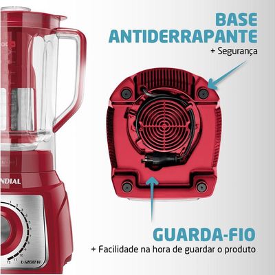Liquidificador Turbo Inox L-1200 Ri 220v-vermelho/inox 220V