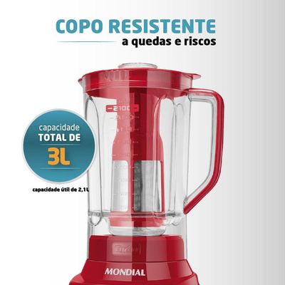 Liquidificador Turbo Inox L-1200 Ri 220v-vermelho/inox 220V