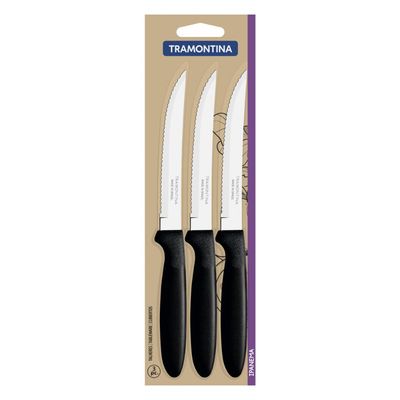 Conjunto Facas Churrasco Tramontina Ipanema Inox Cabos Preto