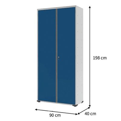Armário Aço Escritório Fechadura 4 Prateleiras Azul