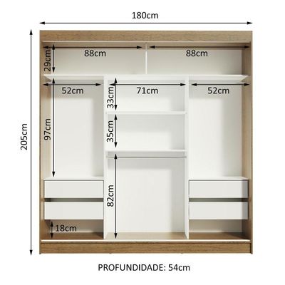Guarda Roupa Casal Reno 3 Portas de Correr de Espelho Madesa