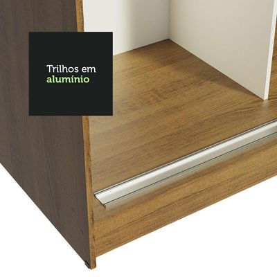 Guarda Roupa Casal Reno 3 Portas de Correr de Espelho Madesa