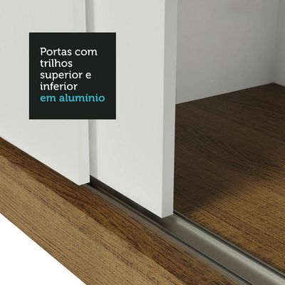 Guarda Roupa Casal Reno 3 Portas de Correr de Espelho Madesa