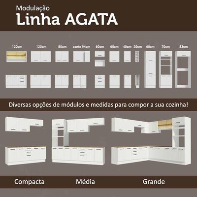Kit Balcão E Armário Aéreo 80cm Branco/Rustic