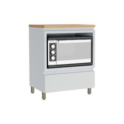 Módulo Cozinha Nesher Rainha Balcão p/ Forno 1 Porta c/Tampo 70 cm Branca/Nature - Nesher