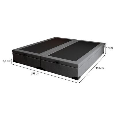 Base para Cama Box Queen Martin Premium com Baú Linho (47x158x198 cm) Cinza