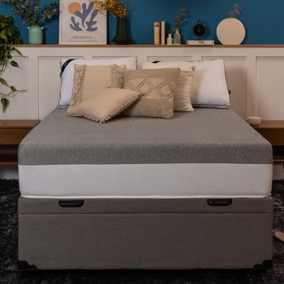 Base para Cama Box Queen Martin Premium com Baú Linho (47x158x198 cm) Cinza