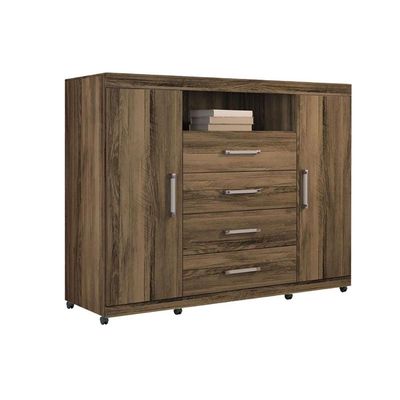Cômoda de Quarto Master c/ 2 Portas 1 Nicho e 4 Gavetas Branco - Santos Andirá