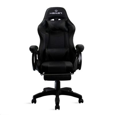 Cadeira Gamer Preto Healer Level Reclinável Giratória com apoio de pés