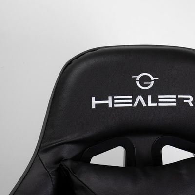 Cadeira Gamer Preto Healer Level Reclinável Giratória com apoio de pés