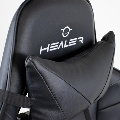 Cadeira Gamer Preto Healer Level Reclinável Giratória com apoio de pés