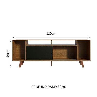 Rack para TV até 65" Cancun com Pés Rustic/Preto Madesa