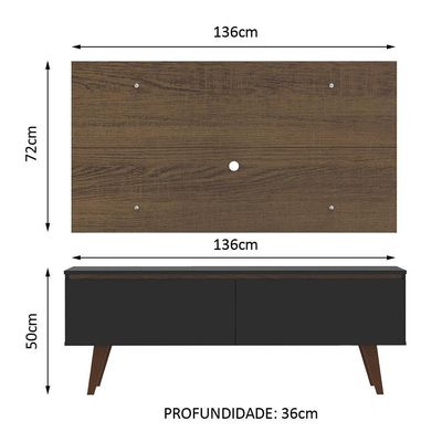 Rack e Painel para TV 55" Le Mans Rustic Madesa