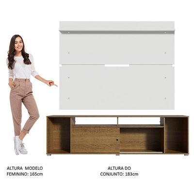 Rack e Painel para TV até 65" Cancun Rustic/Branco Madesa