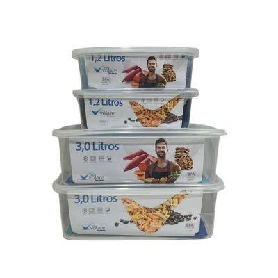 4 Potes Transparentes Volare Rischioto - Kit Penitenciária