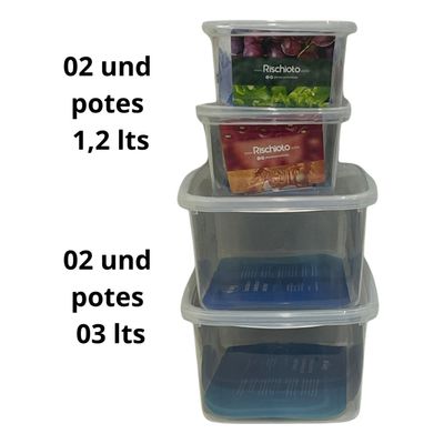 4 Potes Transparentes Volare Rischioto - Kit Penitenciária