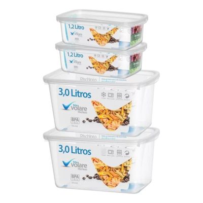 4 Potes Transparentes Volare Rischioto - Kit Penitenciária