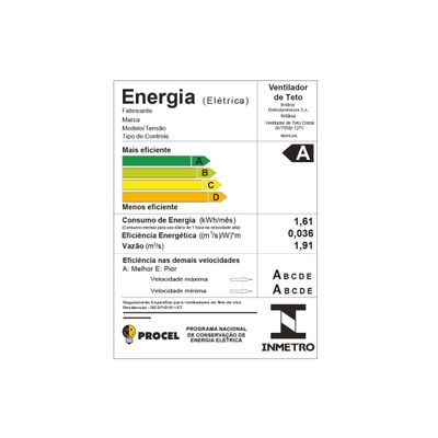 Ventilador de Teto Britânia Silencioso 131W Cristal BVT05B 127V