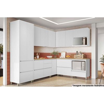 Balcão de Cozinha Modulado Rainha p/ Forno 1 Porta c/Tampo 70 cm Branca/Nature - Nesher
