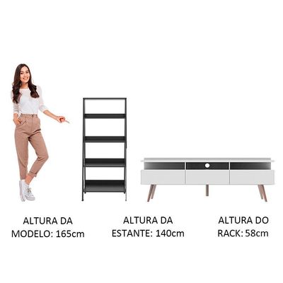 Rack TV Até 65 Polegadas Londres e Estante Escada Madesa