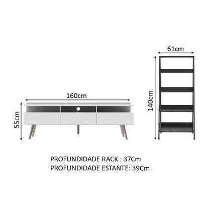 Rack TV Até 65 Polegadas Londres e Estante Escada Madesa