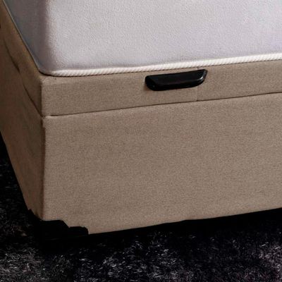 Base para Cama Box Casal Martin Premium com Baú Linho (47x138x188 cm) Bege