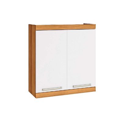 Armário Aéreo p/ Cozinha Burguesa Premium c/ 2 Portas 80cm Freijó/Branco - Nesher