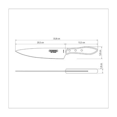 Faca Tramontina para Carne 8" em Aço Inox e Cabo Castanho Polywood