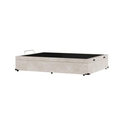 Base para Cama Box Casal Maddux com Baú Suede (47x138x188) Bege