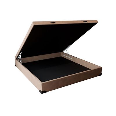 Base para Cama Box Casal Madden com Baú Suede (47x138x188) Bege
