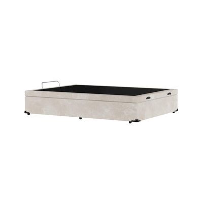 Base para Cama Box Casal Macy com Baú Suede (47x138x188) Bege
