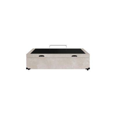 Base para Cama Box Casal Macy com Baú Suede (47x138x188) Bege