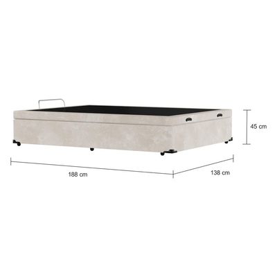 Base para Cama Box Casal Macy com Baú Suede (47x138x188) Bege