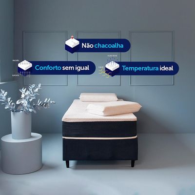 Colchão Solteiro Mola Ensacada Guldi Firme (25x88x188) Azul e Branco
