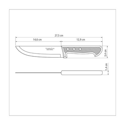 Faca para Cozinha Tramontina Plenus com Lamina em Aço Inox e Cabo de Polipropileno Preto 6"