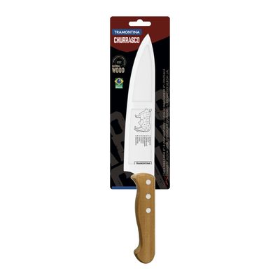 Faca para Carne Tramontina Churrasco com Laminas em Aço Inox e Cabo de Madeira Natural 8"
