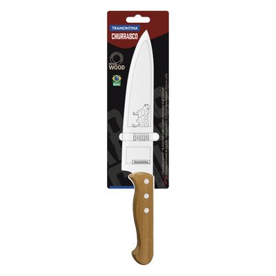 Faca para Carne Tramontina Churrasco com Laminas em Aço Inox e Cabo de Madeira Natural 8"