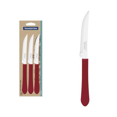 Conjunto Facas Churrasco Tramontina Leme Inox e Cabo 3 Peças