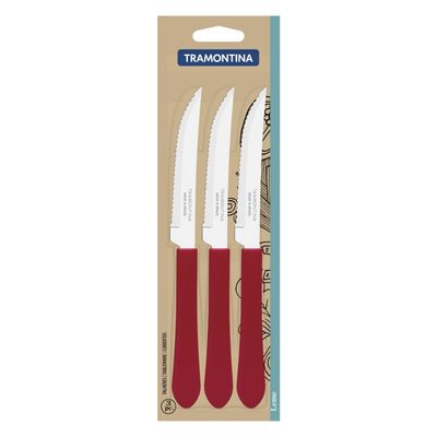 Conjunto Facas Churrasco Tramontina Leme Inox e Cabo 3 Peças