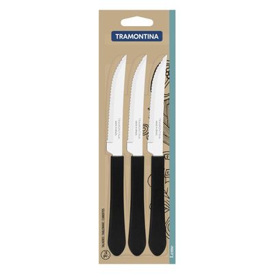 Conjunto Facas Churrasco Tramontina Leme Inox Preto 3 Peças